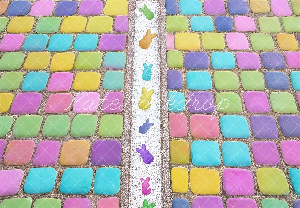 Kate Ostern Bunte Pflastersteine Hasen Pastell Hintergrund Entworfen von Mini MakeBelieve
