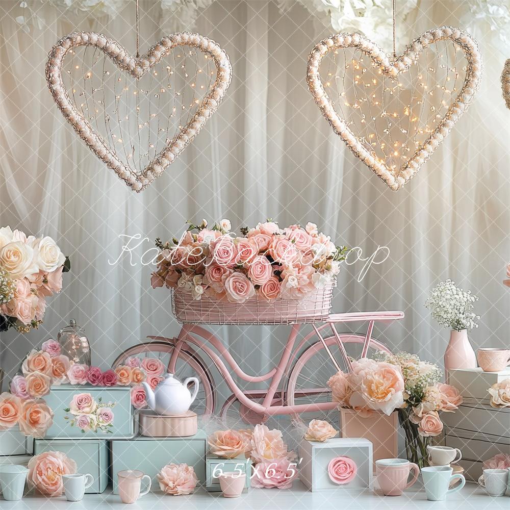 Kate Valentinstag Herzen Blumen Pastell Hintergrund Entworfen von Mini MakeBelieve - Kate Backdrop.de