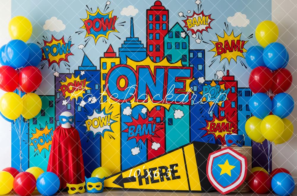 Kate Geburtstag Superheld Comic Stadt Bunt Hintergrund Entworfen von Patty Roberts