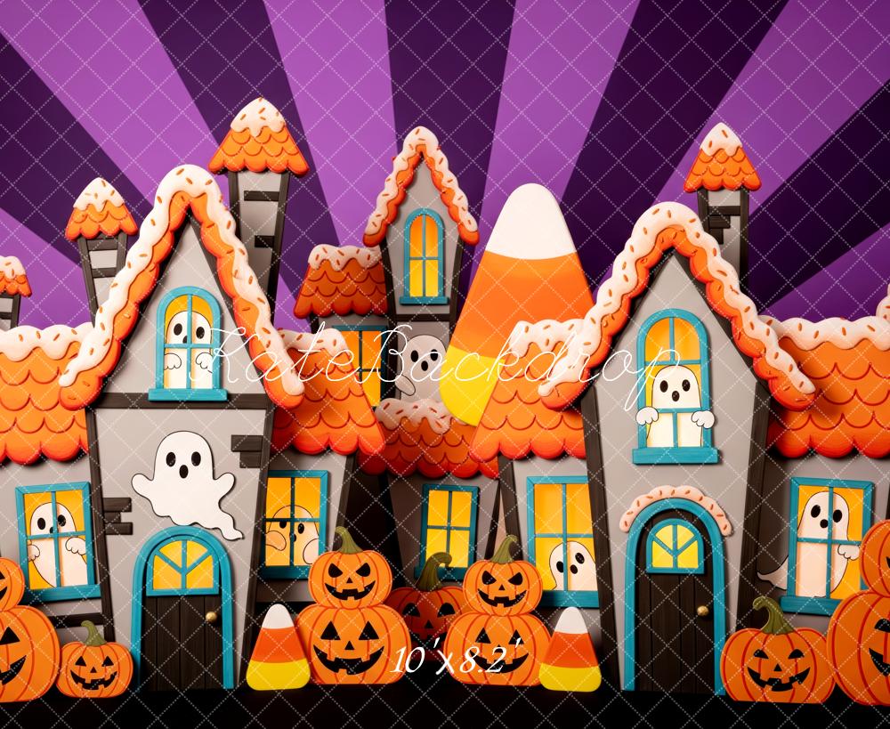 Kate Halloween Spukhaus Geister Kürbisse Hintergrund Entworfen von Patty Roberts