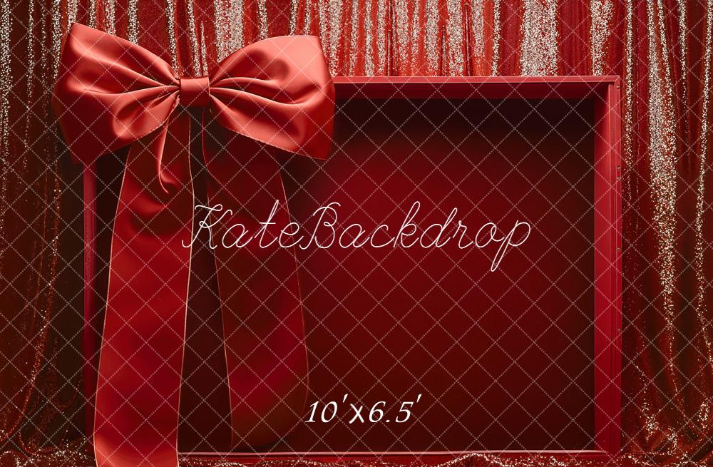 Kate Weihnachten Geschenkbox Rote Schleife Glitzer Fleece Hintergrund Entworfen von Emetselch