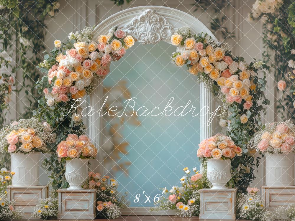 Kate Hochzeit Blumendekor Bogen Pastell Hintergrund Entworfen von Mini MakeBelieve - Kate Backdrop.de