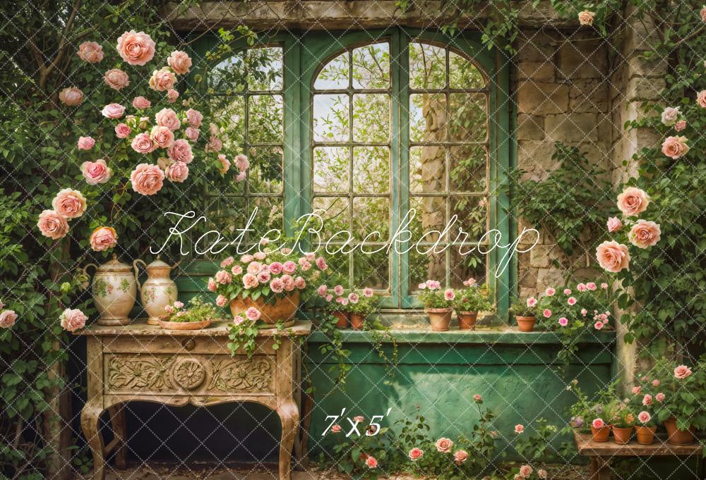 Kate Garten Fenster Rosen Vintage Hintergrund Entworfen von Emetselch - Kate Backdrop.de