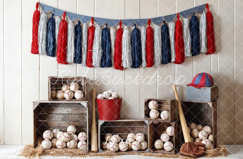 Kate Baseball Holzkisten Bälle Vintage Hintergrund Entworfen von Emetselch - Kate Backdrop.de