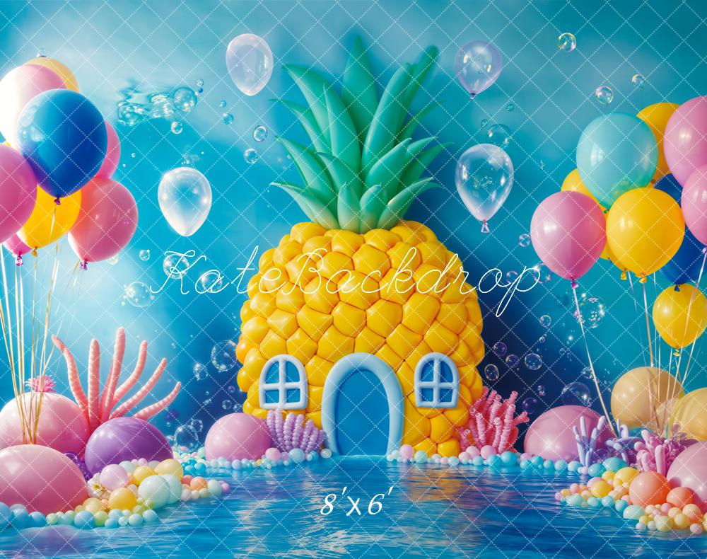 Kate Unterwasser Ananas Ballonhaus Bunt Fleece Hintergrund Entworfen von Emetselch - Kate Backdrop.de