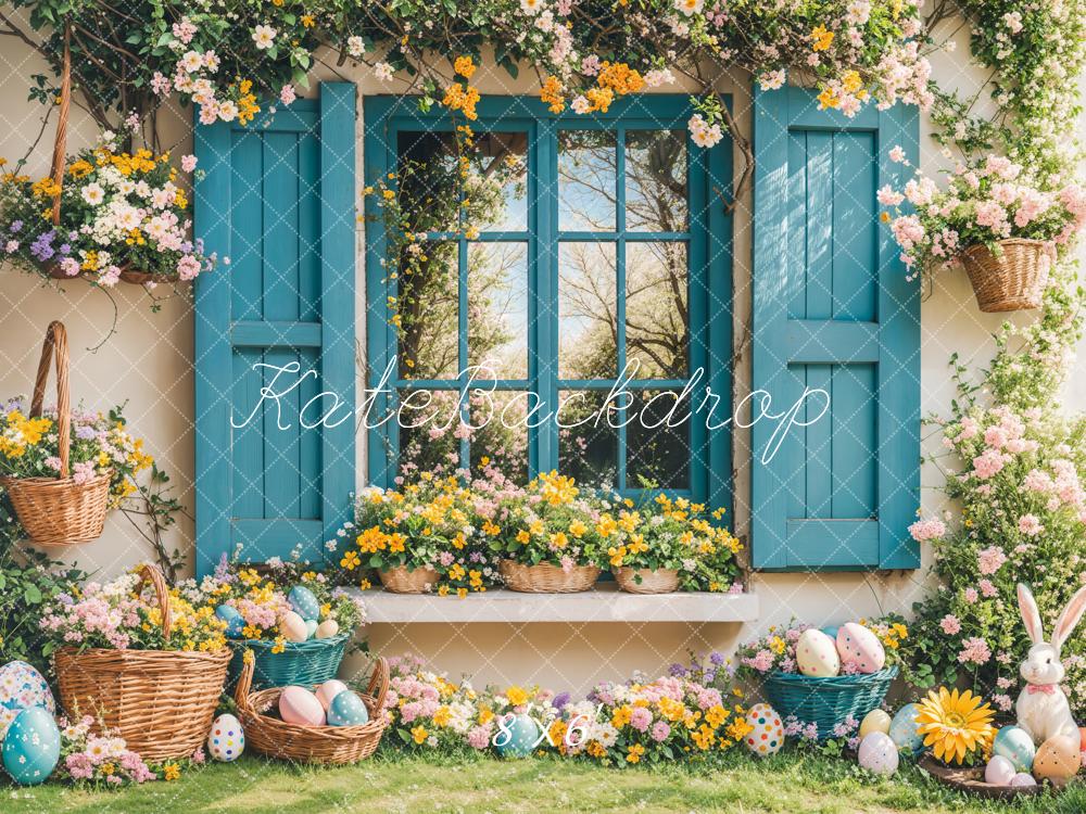 Kate Ostern Fenster Blumen Landhausstil Hintergrund Entworfen von Emetselch