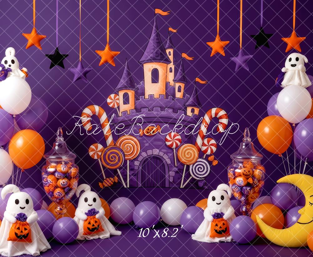 Kate Halloween Schloss Geister Lila Hintergrund Entworfen von Patty Roberts - Kate Backdrop.de