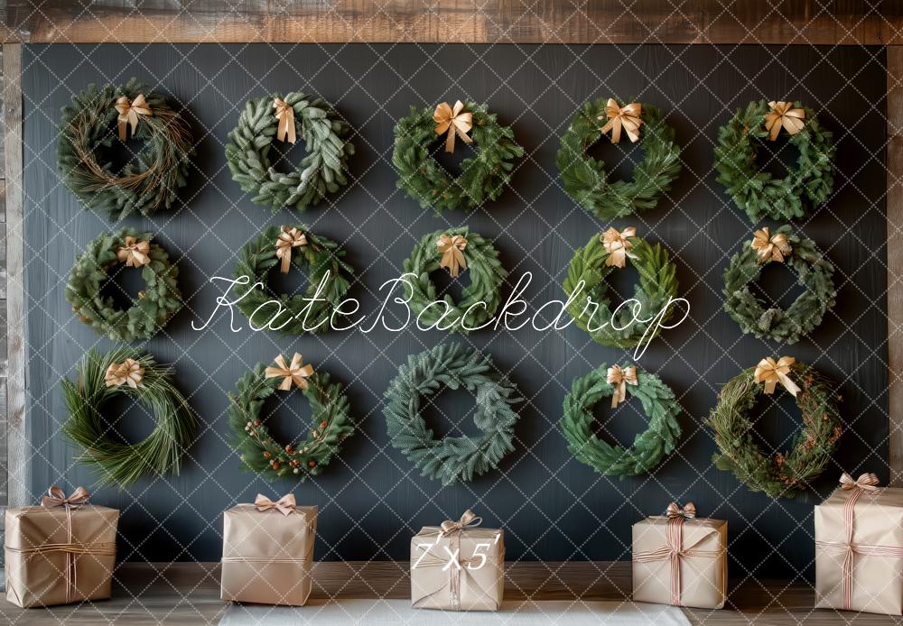 Kate Weihnachten Kränze Geschenke Rustikal Hintergrund Entworfen von Patty Roberts - Kate Backdrop.de