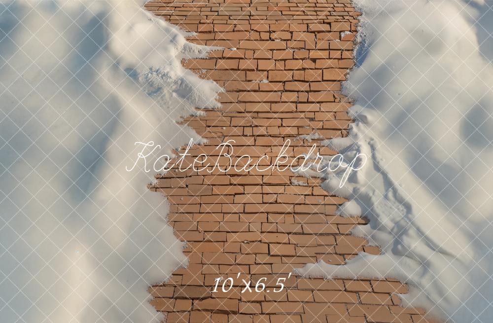 Kate Winter Schnee Ziegelweg Hintergrund Entworfen von Kate Image - Kate Backdrop.de