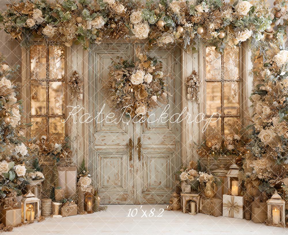 Kate Weihnachten Tür Kranz Gold Hintergrund Entworfen von Ashley Paul