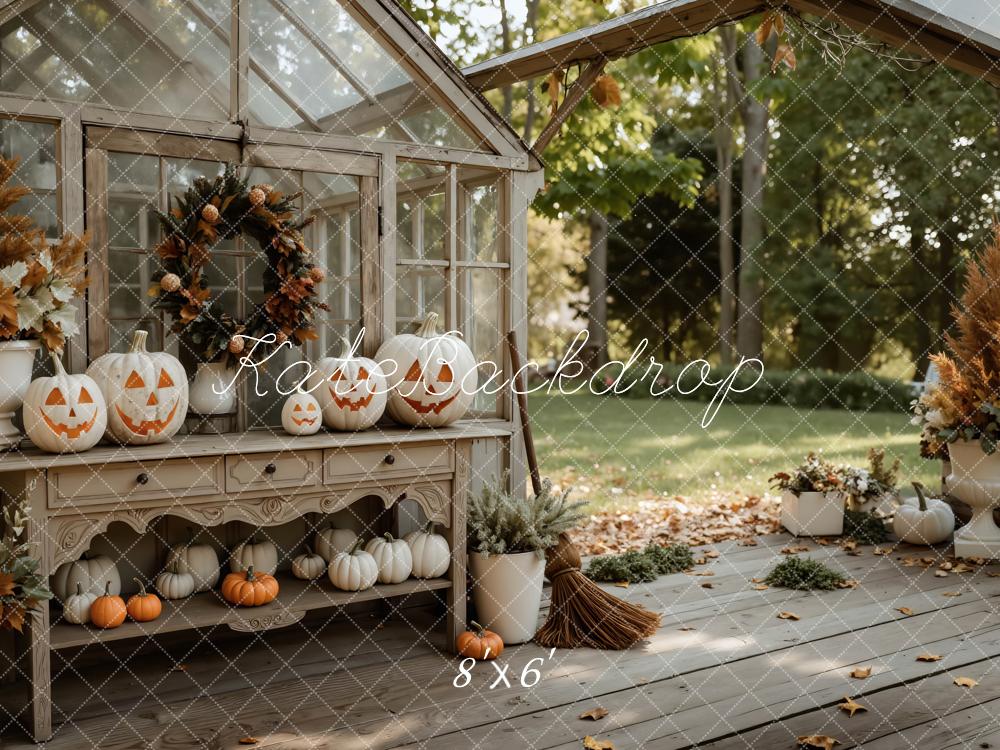 Kate Halloween Kürbisse Kranz Landhausstil Hintergrund Entworfen von Mini MakeBelieve - Kate Backdrop.de
