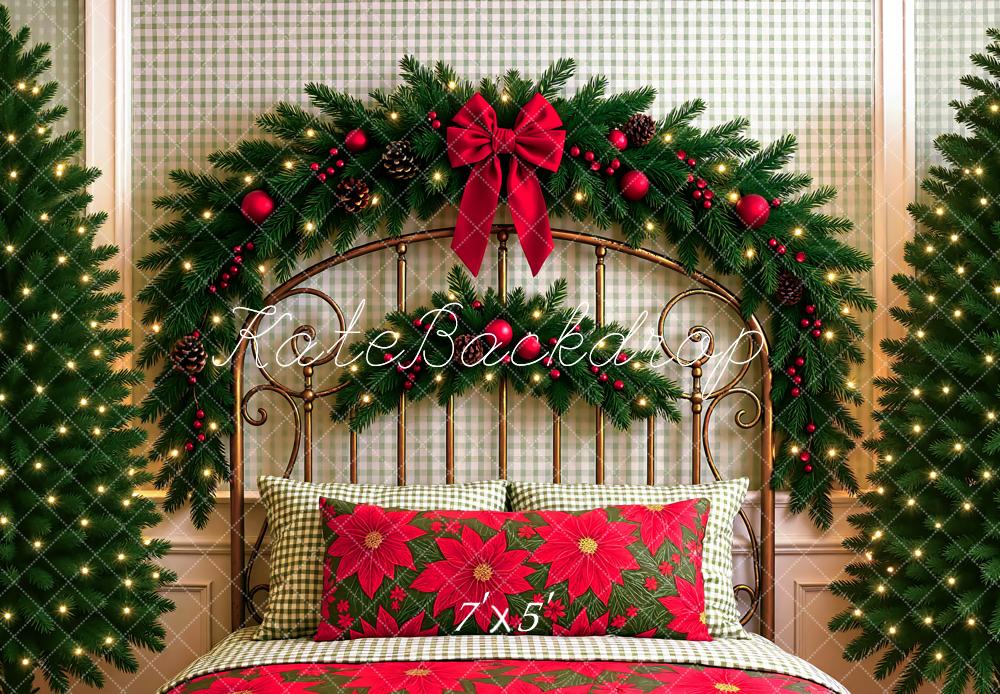 Kate Weihnachten Tannenzweig Bogen Rotgrün Hintergrund Entworfen von Mini MakeBelieve - Kate Backdrop.de