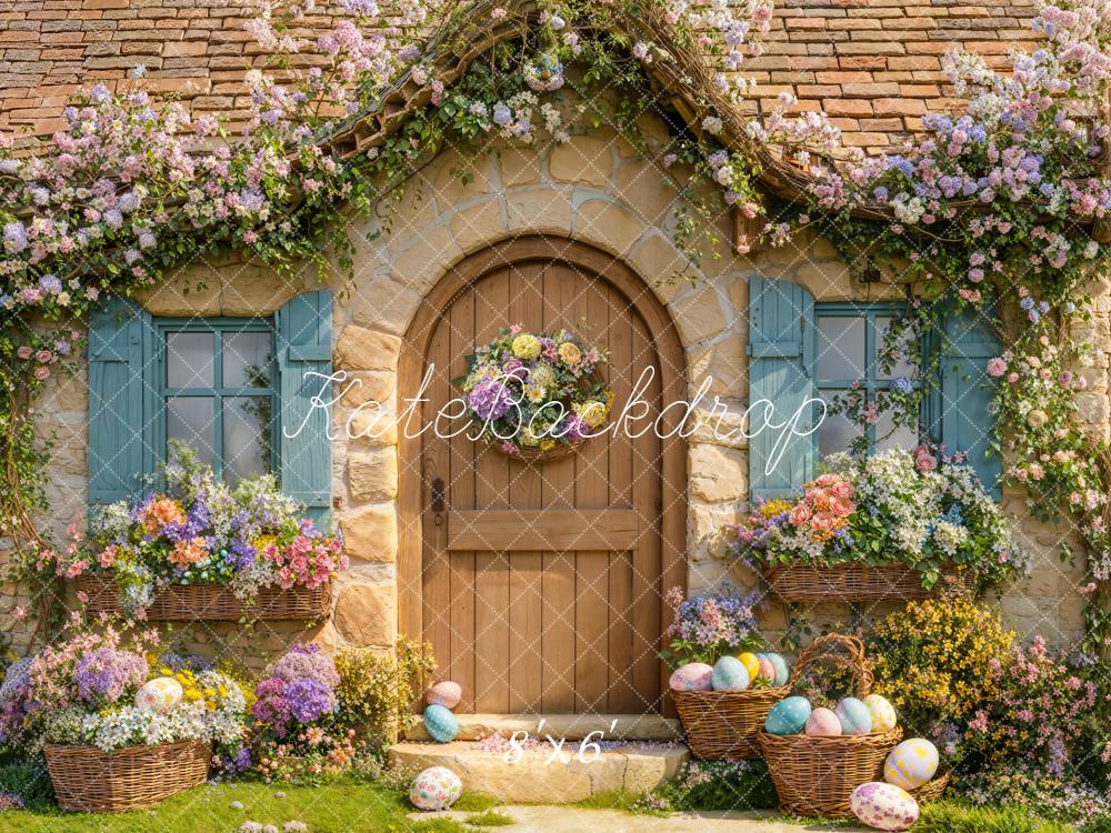 Kate Ostern Blumen Eier Cottage Pastell Hintergrund Entworfen von Emetselch