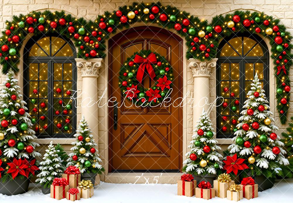 Kate Weihnachten Tür Kranz Geschenkboxen Hintergrund Entworfen von Mini MakeBelieve - Kate Backdrop.de