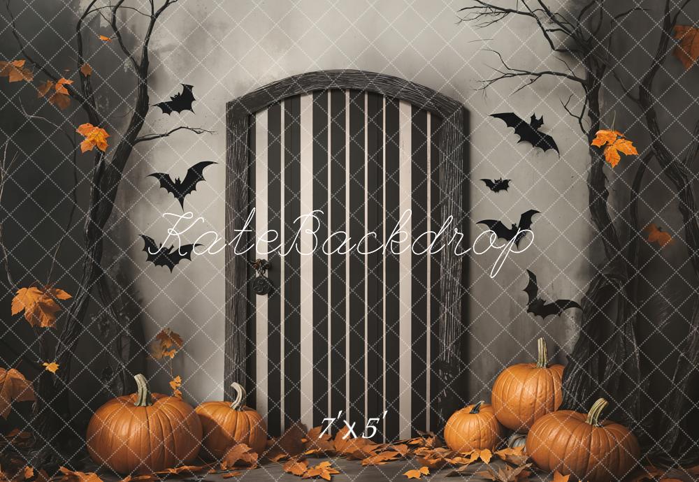 Kate Halloween Tür Kürbisse Fledermäuse Hintergrund Entworfen von Emetselch