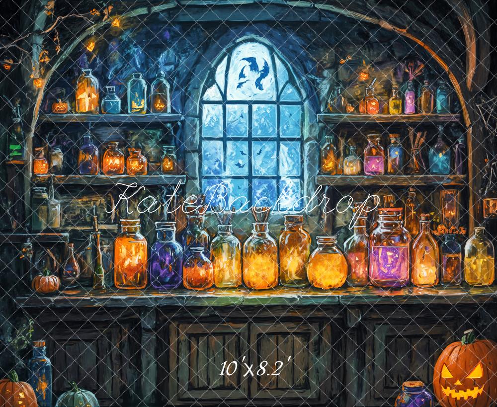 Kate Halloween Hexenküche Zaubertränke Dunkel Hintergrund Entworfen von GQ
