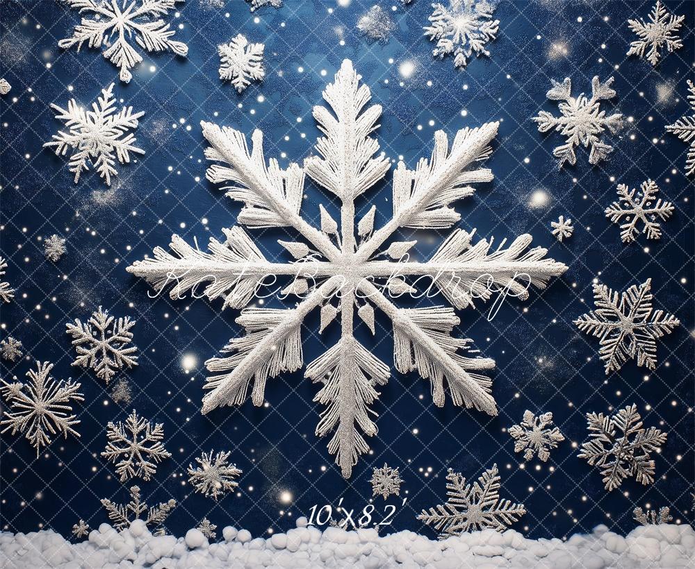 Kate Weihnachten Schneeflocken Blau Glitzer Hintergrund Entworfen von Patty Roberts - Kate Backdrop.de