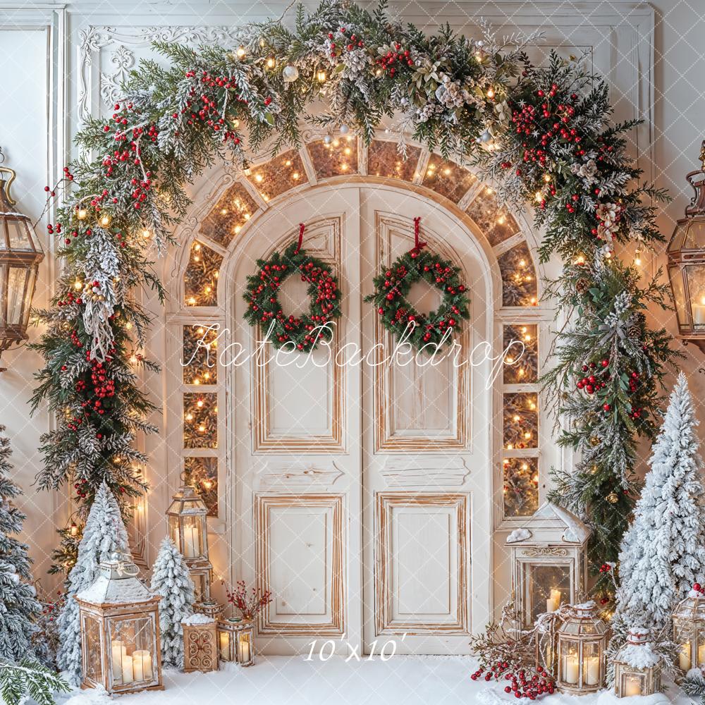Kate Weihnachten Tür Kranz Schnee Hintergrund Entworfen von Emetselch