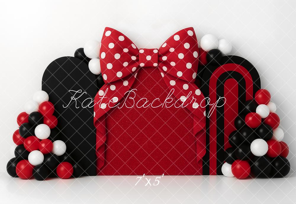 Kate Kinder Schleife Ballons Rot Schwarz Hintergrund Entworfen von Ashley Paul - Kate Backdrop.de