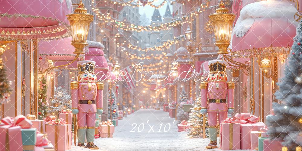 Kate Weihnachten Nussknacker Geschenke Rosa Hintergrund Entworfen von Emetselch - Kate Backdrop.de