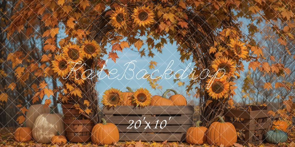 Kate Herbst Kürbis Sonnenblumen Bogen Hintergrund Entworfen von Emetselch