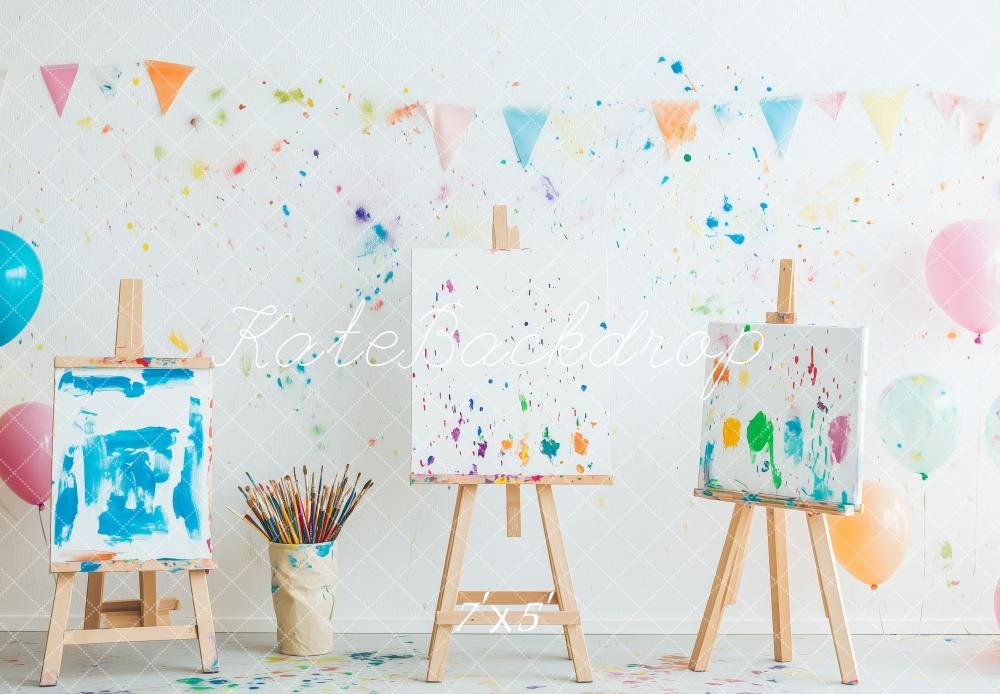 Kate Kinder Malerei Staffeleien Bunt Hintergrund Entworfen von Patty Roberts - Kate Backdrop.de