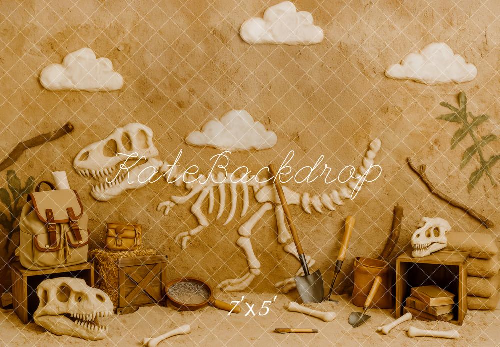 Kate Dinosaurier Fossilien Grabung Braun Hintergrund Entworfen von Patty Roberts - Kate Backdrop.de