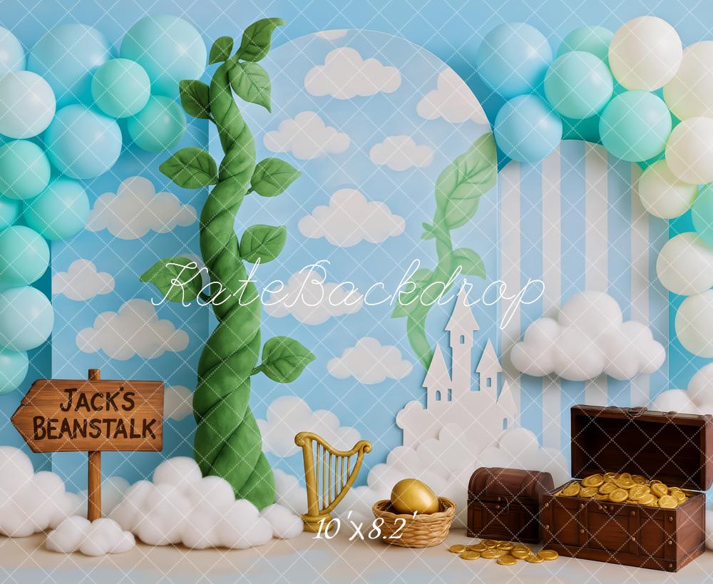 Kate Kinder Märchen Bohnenranke Wolken Hintergrund Entworfen von Patty Roberts - Kate Backdrop.de