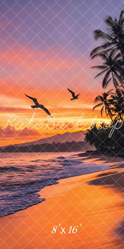 Kate Kombi Sommer Strand Palmen Sonnenuntergang Hintergrund Entworfen von Emetselch - Kate Backdrop.de