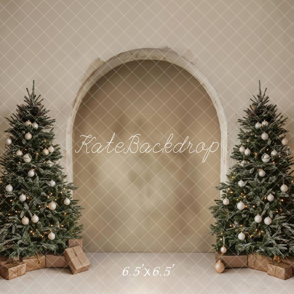 Kate Weihnachten Tannenbäume Bögen Neutral Hintergrund Entworfen von Emetselch - Kate Backdrop.de