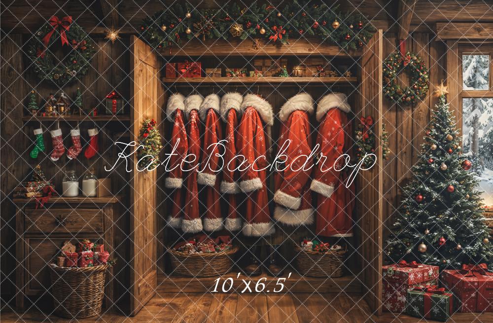 Kate Weihnachten Kleiderschrank Weihnachtsbaum Holz Fleece Hintergrund Entworfen von Emetselch - Kate Backdrop.de