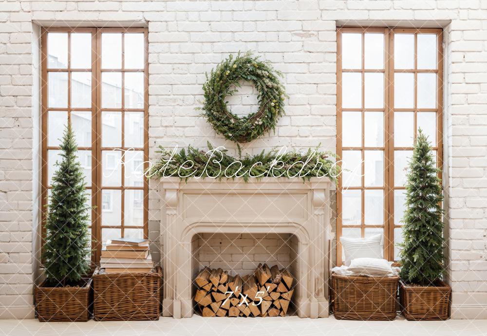 Kate Weihnachten Kamin Fenster Weiß Hintergrund Entworfen von Emetselch - Kate Backdrop.de