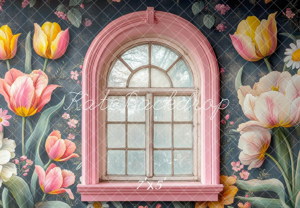 Kate Blumen Fensterbogen Vintage Hintergrund Entworfen von Mini MakeBelieve - Kate Backdrop.de