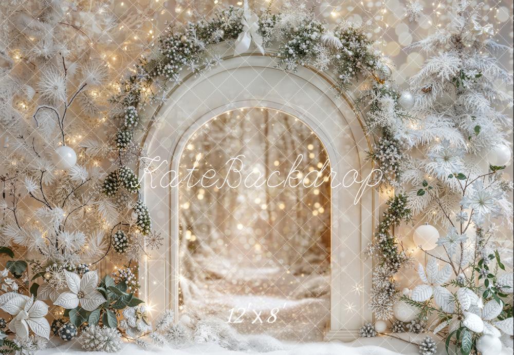 Kate Weihnachten Bogen Weiß Winterwald Hintergrund Entworfen von Emetselch - Kate Backdrop.de