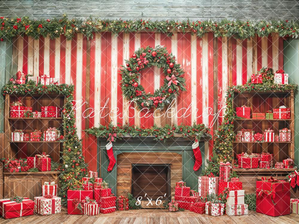 Kate Weihnachten Kamin Geschenke Rot Fleece Hintergrund Entworfen von Emetselch - Kate Backdrop.de