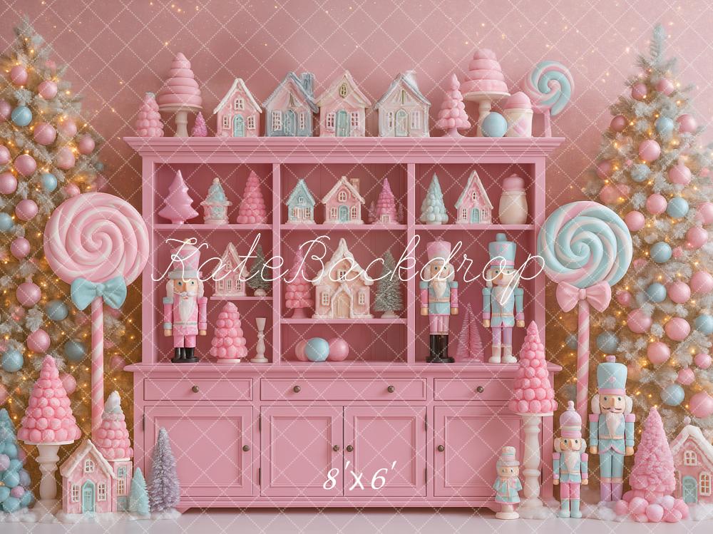 Kate Weihnachten Nussknacker Süßigkeiten Rosa Hintergrund Entworfen von Ashley Paul