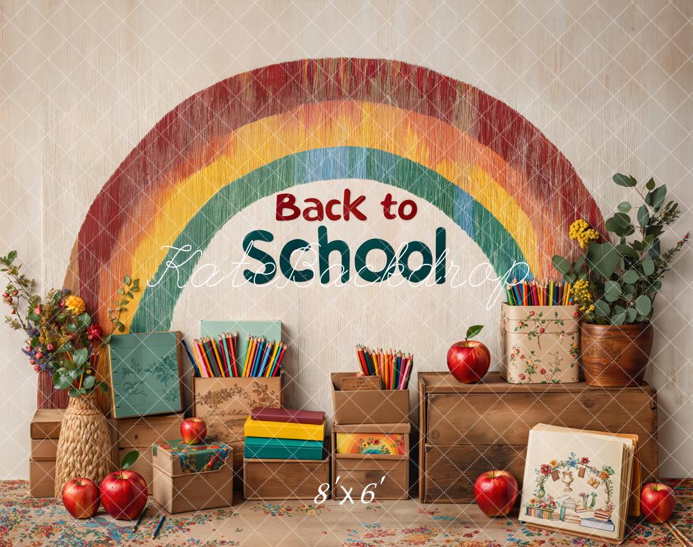 Kate Zurück Zur Schule Regenbogen Buntstifte Vintage Fleece Hintergrund Entworfen von Emetselch
