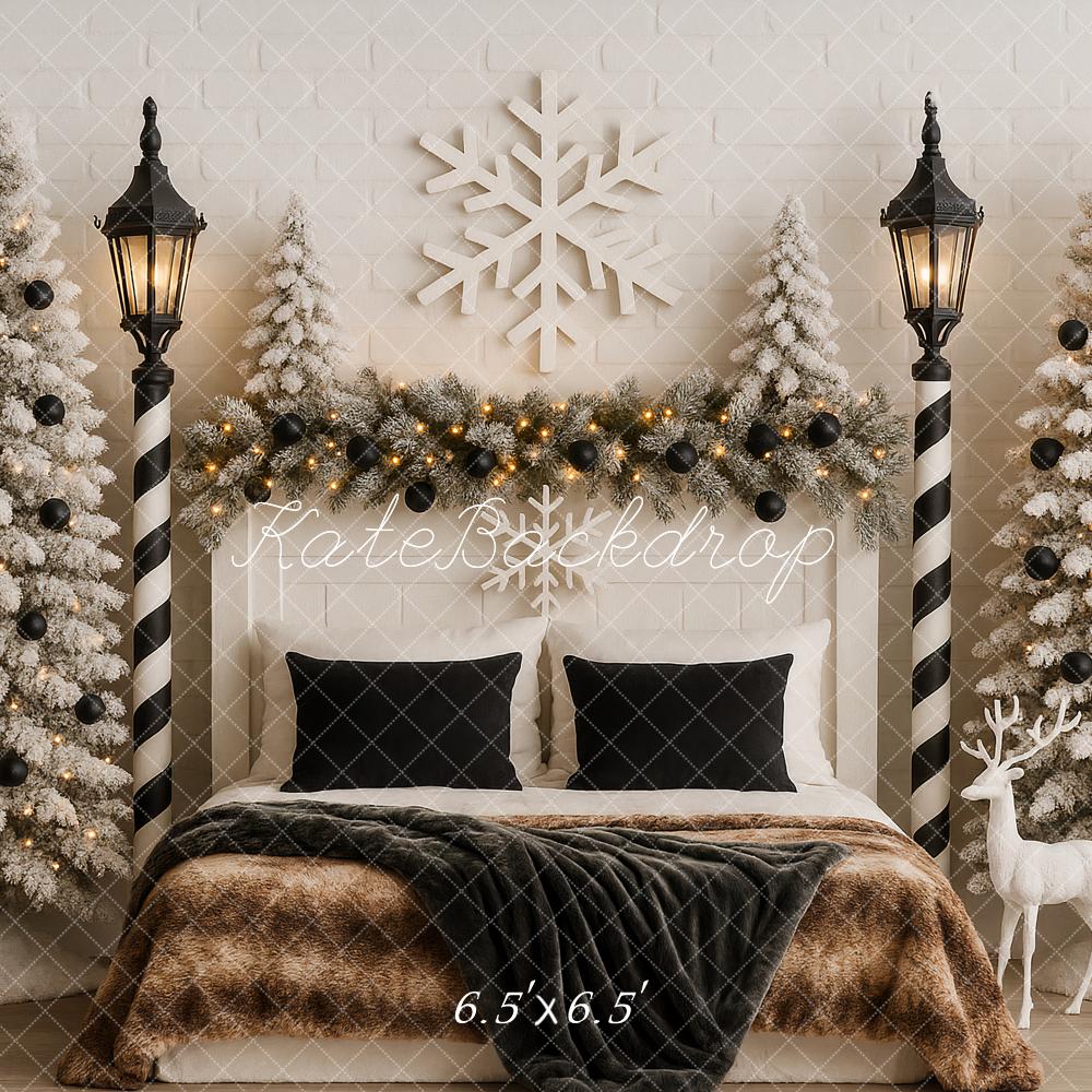 Kate Weihnachten Schlafzimmer Schneeflocke Weiß Hintergrund Entworfen von Ashley Paul - Kate Backdrop.de