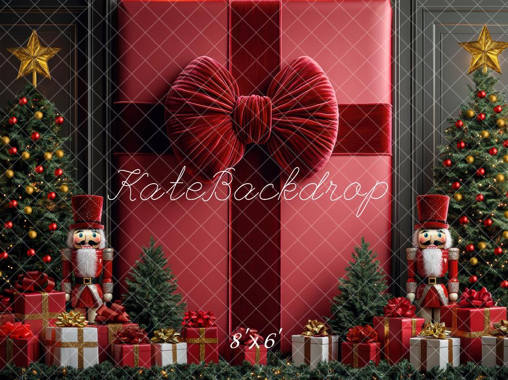 Kate Weihnachten Geschenkbox Nussknacker Rot Hintergrund Entworfen von Mini MakeBelieve - Kate Backdrop.de