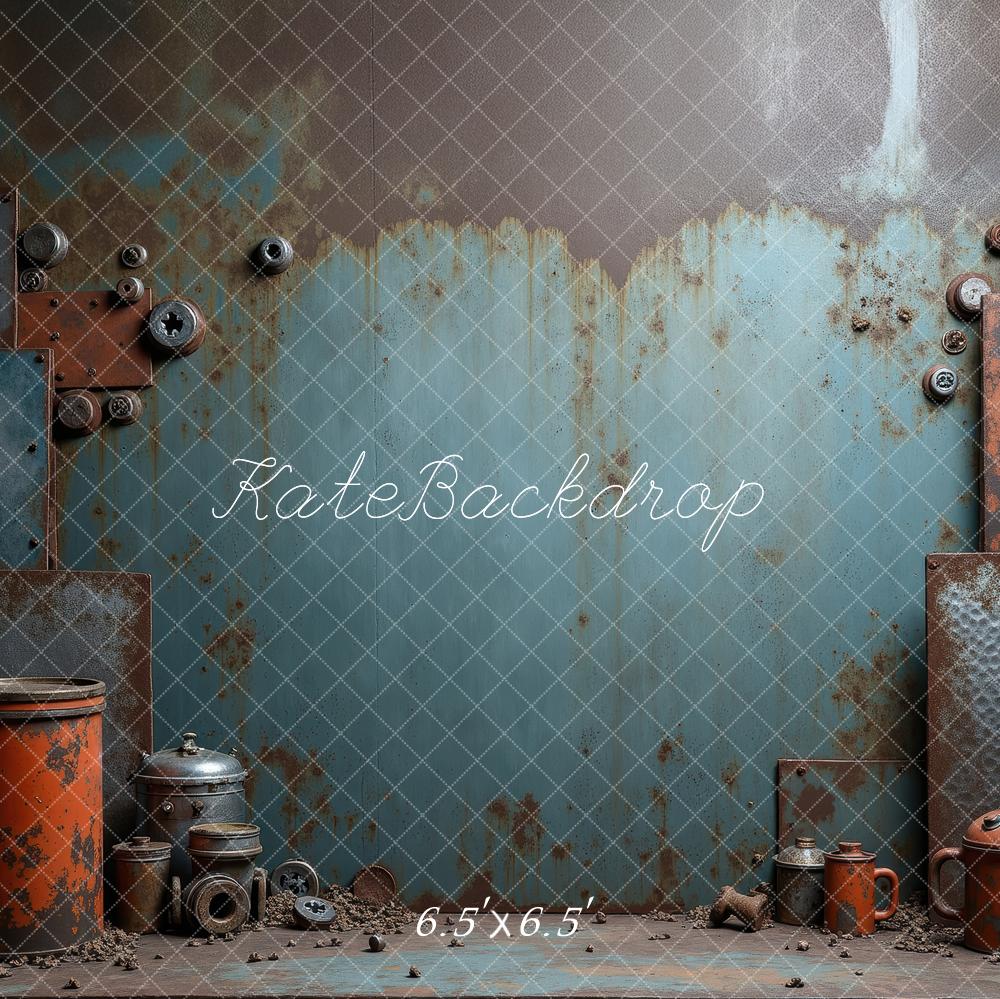 Kate Industriell Metallobjekte Rostoptik Hintergrund Entworfen von Laura Bybee - Kate Backdrop.de