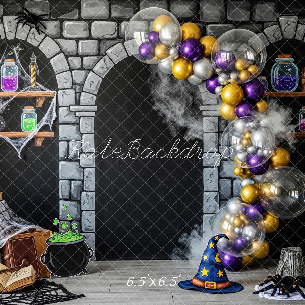 Kate Halloween Zaubertrank Bücher Ballons Hintergrund Entworfen von Patty Roberts