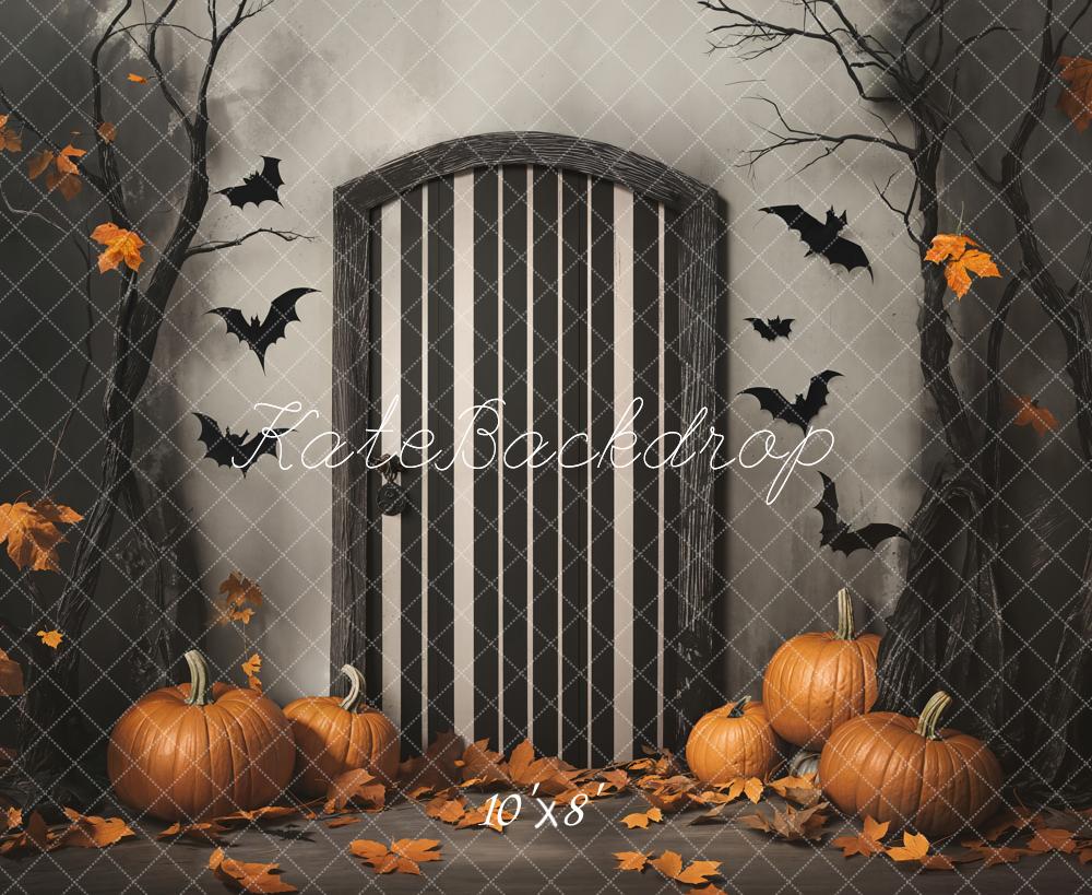 Kate Halloween Kürbisse Tür Fledermäuse Fleece Hintergrund Entworfen von Emetselch