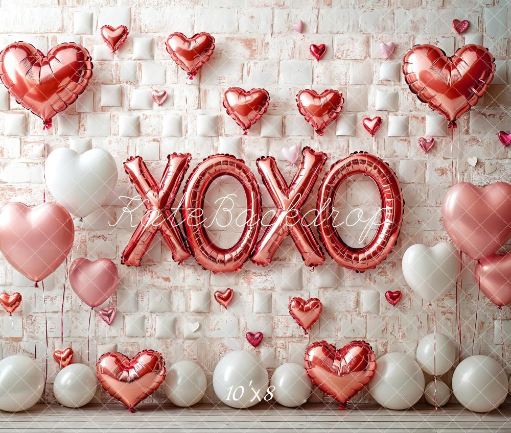 Kate Valentinstag Herzballons Backstein Rosa Fleece Hintergrund Entworfen von Emetselch