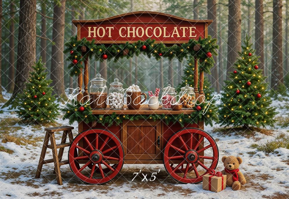 Kate Weihnachten Kakao Stand Wald Hintergrund Entworfen von Ashley Paul - Kate Backdrop.de