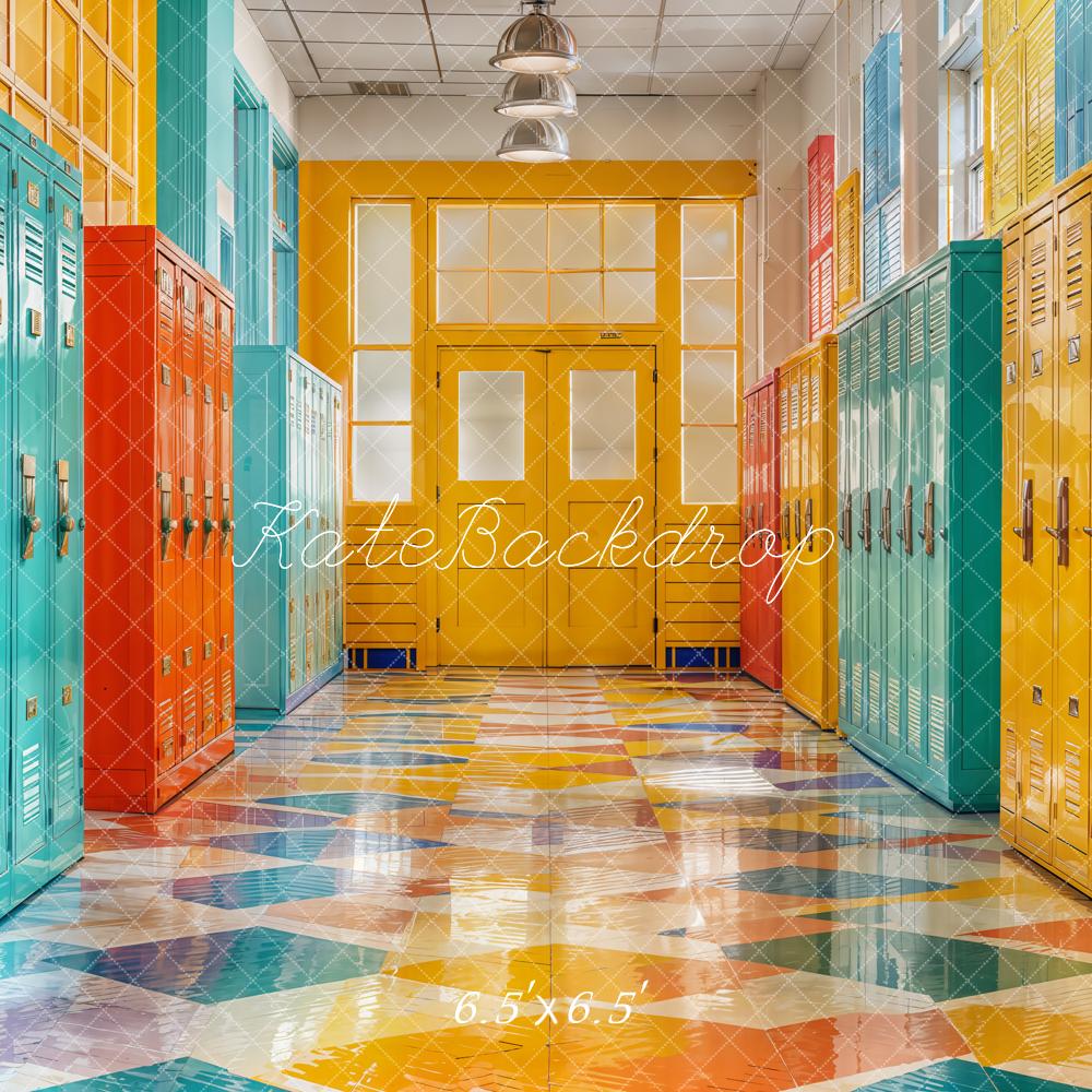 Kate Zurück Zur Schule Bunte Spinde Modern Hintergrund Entworfen von Emetselch - Kate Backdrop.de