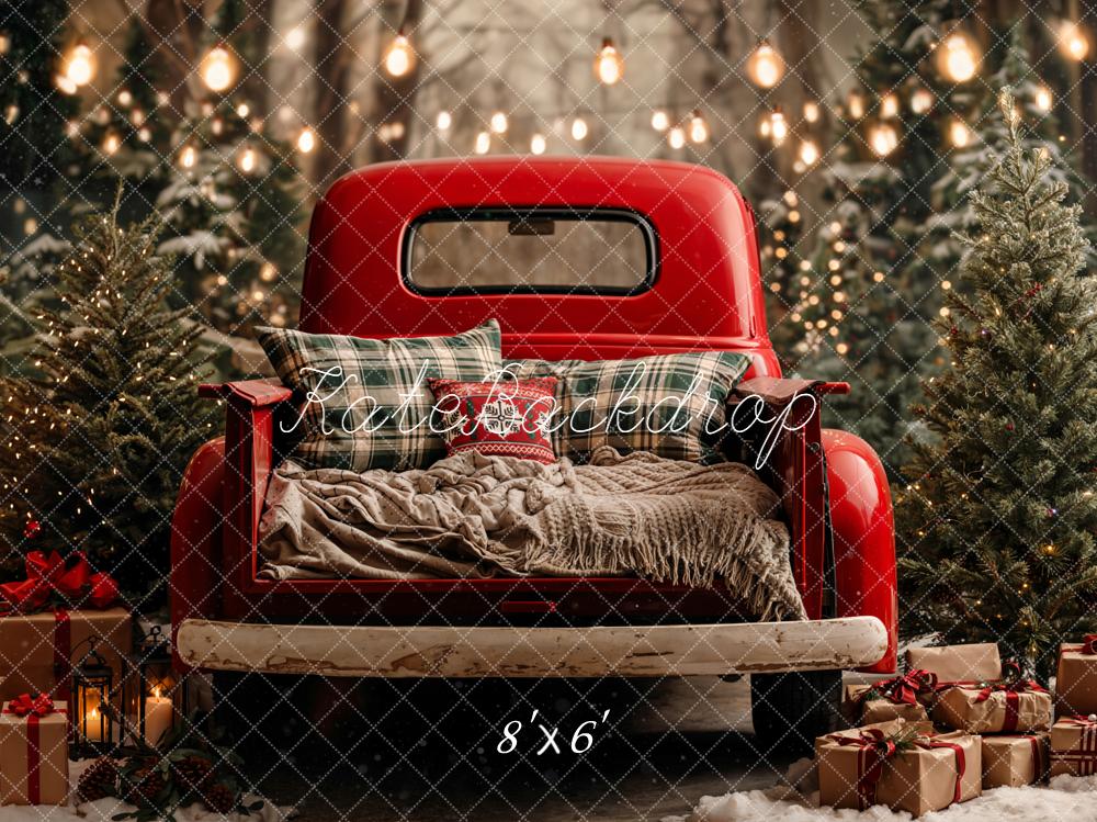 Kate Weihnachten Roter Pickup Tannenbaum Hintergrund Entworfen von Emetselch - Kate Backdrop.de