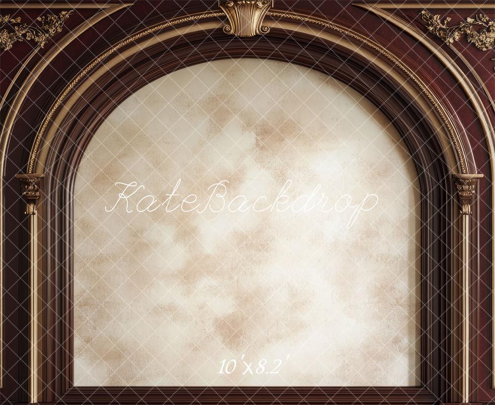 Kate Vintage Bogen Goldverzierung Rot Hintergrund Entworfen von Mini MakeBelieve