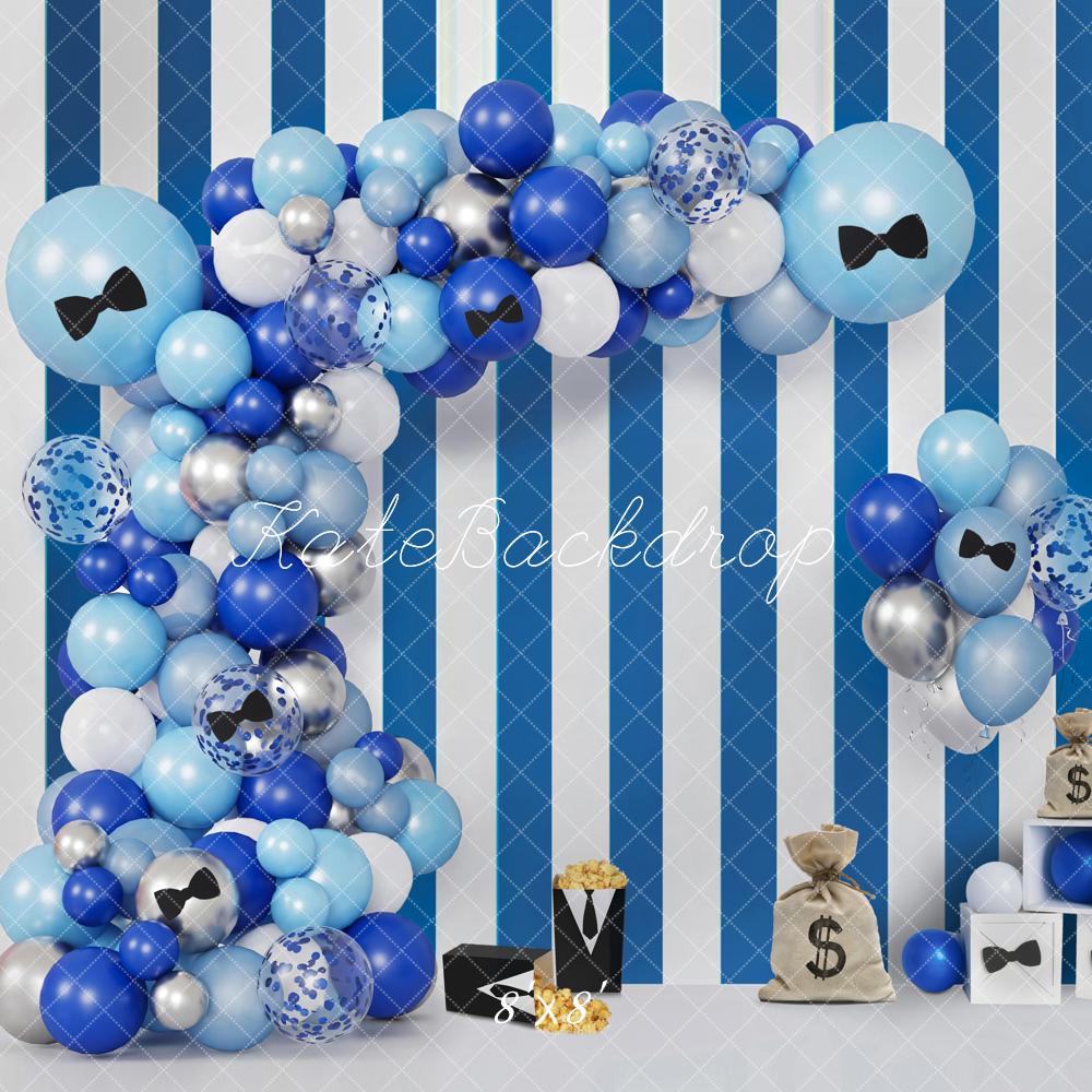 Kate Geburtstag Ballons Bogen Blau Gestreift Hintergrund Entworfen von Emetselch - Kate Backdrop.de