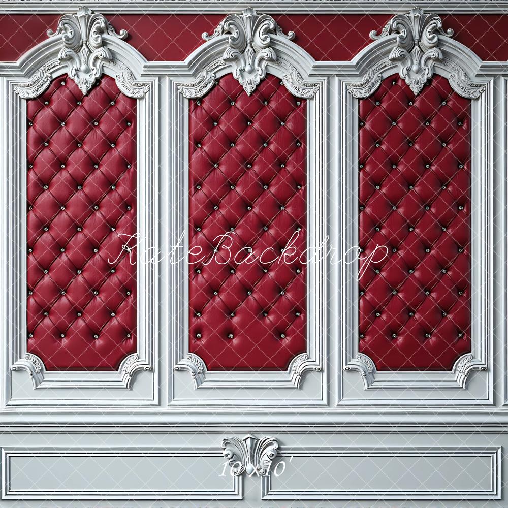 Kate Barock Wand Verziert Rot Hintergrund Entworfen von Mini MakeBelieve - Kate Backdrop.de