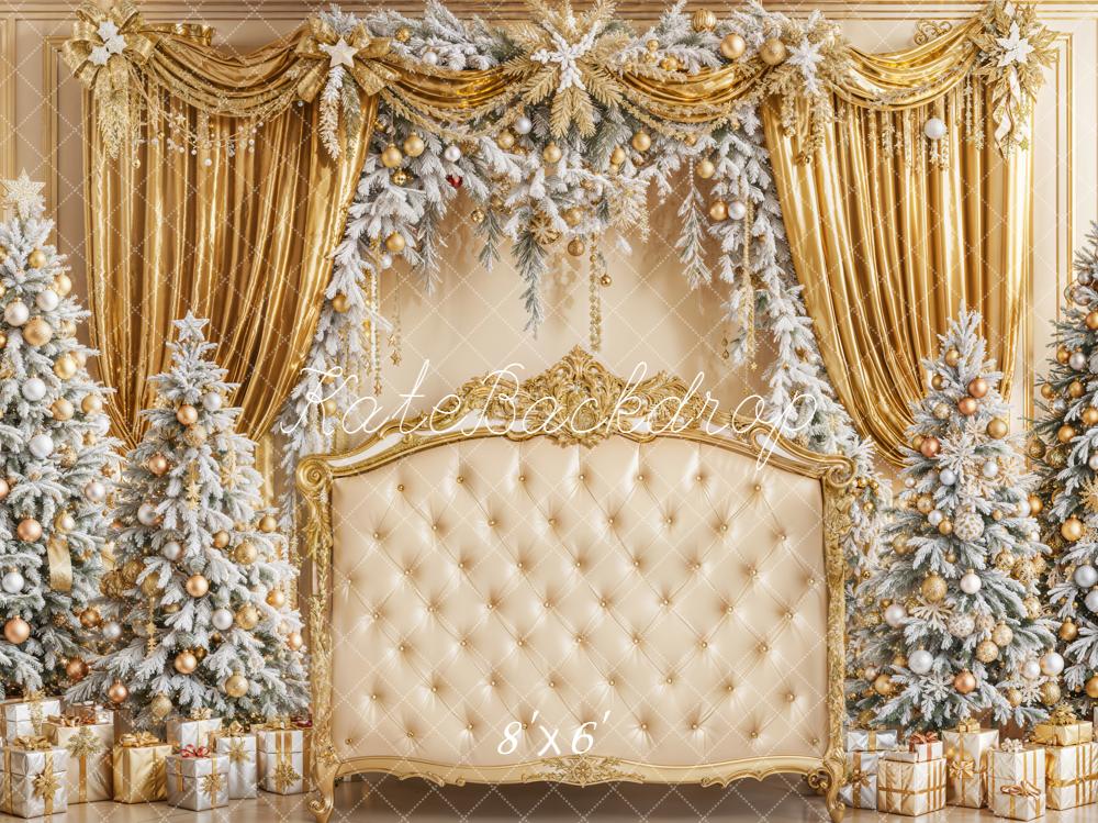 Kate Weihnachten Gold Vorhang Tannenbaum Hintergrund Entworfen von Emetselch - Kate Backdrop.de